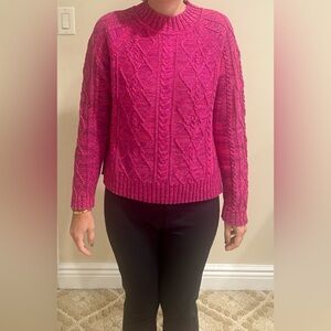 Gap Pink Cable Crewneck Sweater